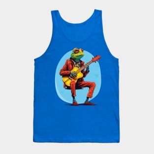 Cute Frog Playing Guitar Funny Idea Tank Top